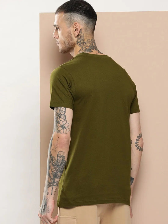 Difference Of Opinion Men's Olive Plain T-Shirt