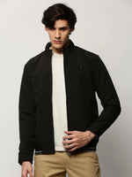 Men Black Solid Casual Bomber Jackets-ZD-3409-Black