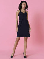 Women Navy Blue Solid Bodycon Dress-AE-515-Navyblue