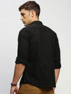 Men Black Solid Shirt-ANAH-1676-Black