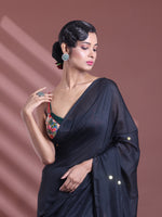 Black Pure Cotton Soft Saree With Sequined Work-MA59CT06510037