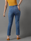 Women's Blue Solid Slim Fit Denim Jeans-GZ-5180-1-Blue