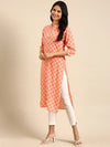 Women's Orange Printed Straight Kurta-GW-500-R-Orange