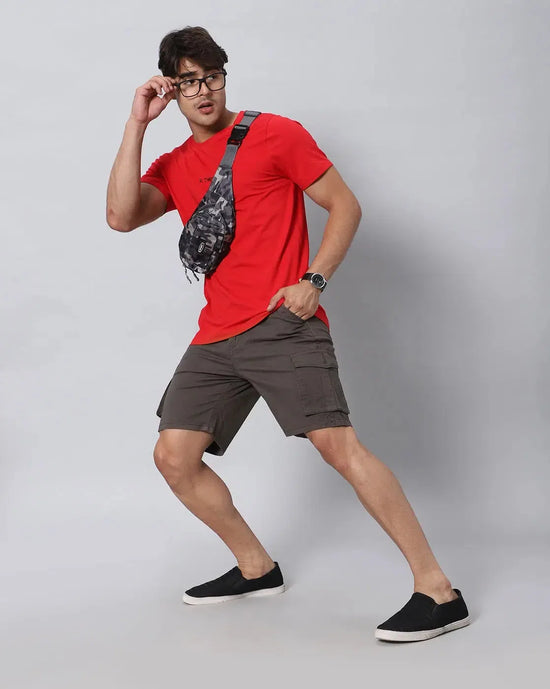 Solid Stretchable Shorts with 6 pockets-Grey-HCS6015-30