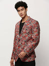 Men Rust Printed Casual Blazers-SOBLZ-082-9-Rust