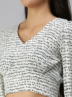 Women's White Typography Top-AE-10298-Whiteblack