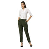 Smarty Pants Women's Cotton Lycra Ankle Length Olive Formal Trouser-SMPT-887C-S