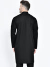 Hangup Men Standard Solid Men's Indian Wear-Black_Cotton_LongKurta