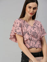 Women's Mauve Printed Crop Tops-AE-10184-Mauve