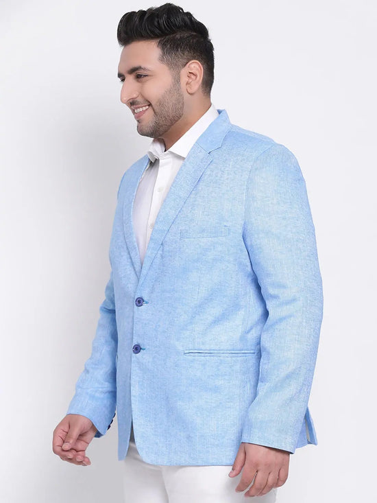 Hangup Men Standard Solid Men Formalwear-DarkBlue1_Linen_Blazer