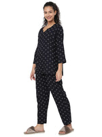 Smarty Pants Women's Cotton Navy Blue Polka Dot Print Night Suit