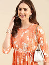 Women's Orange Printed Anarkali Kurta-KG-581-Orange