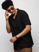 Men Black Striped Shirt-H-WAI-M197-1599-Black