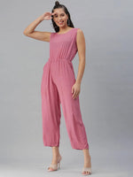 Women's Mauve Printed Jumpsuit-AE-9891-Mauve