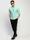 Men Green Solid Shirt-DINAH-1683-Seagreen