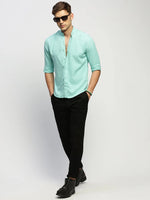 Men Green Solid Shirt-DINAH-1683-Seagreen