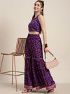 Women Purple Floral Sharara Pants