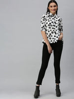 Women White Printed Shirt Top-AE-10231-Whiteblack