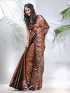 Copper Polka Dots Tissue Saree With Stripes Pallu-MA56TIS33830028