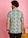 Venitian Men Mercerised Polo Neck All Over Printed Green T-Shirt With Pocket