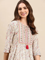 Women's Off White Printed Anarkali Kurta-AT-566-LG-Offwhite