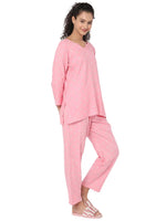 Smarty Pants Women's Cotton Pastel Pink Polka Dot Print Night Suit