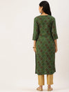 Women's Green Printed Straight Kurtas-AT-A418-K-Green