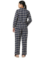 Smarty Pants Women's Brush Cotton Navy Blue Color Checks Night Suit-SMNSP-769B-S