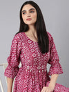 Women Fuchsia Geometrical Empire Kurta-UB-007-Fuchsia