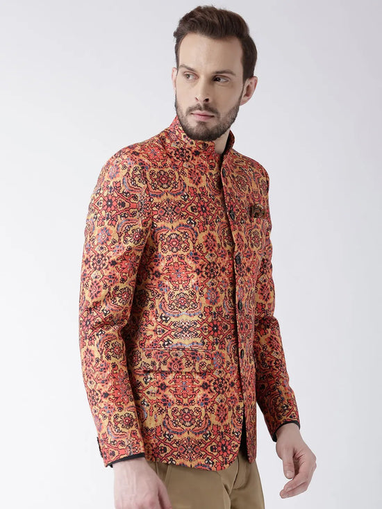 Hangup Men Standard Printed Men Formalwear-D415ButtonBlazer