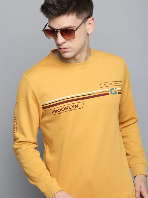 Men Yellow Printed Casual Sweatshirt-BP-1412-Yellow