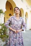 Vaasva Women Lavender Muslin Printed Shirt & Pant Set