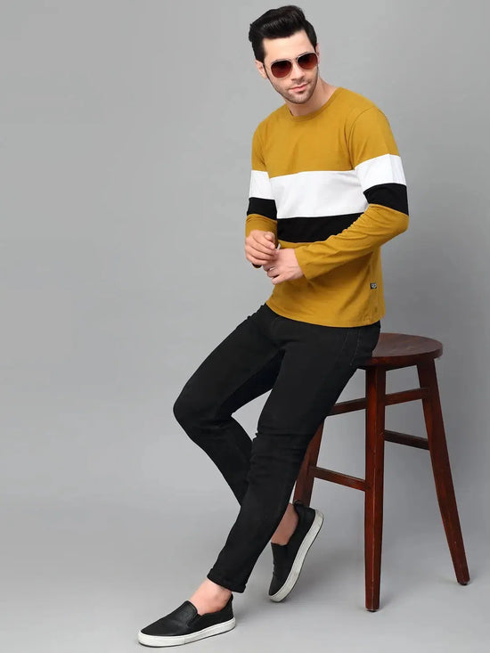 Rigo Round Neck Cut & Sew Full Sleeve T-Shirt-CT07221530-L