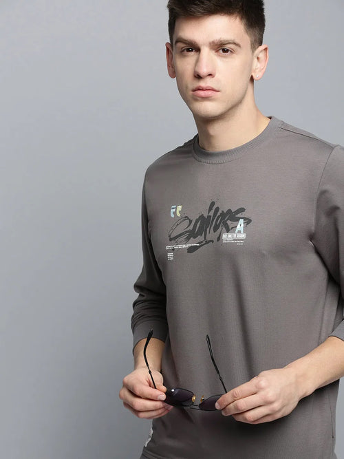 Men Grey Printed Casual Sweatshirt-BP-1415-Grey