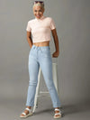 Women's Pink Solid Crop Top-AE-10477-Peach