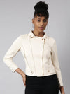 Women Solid Cream Tailored Jacket-816-Cream