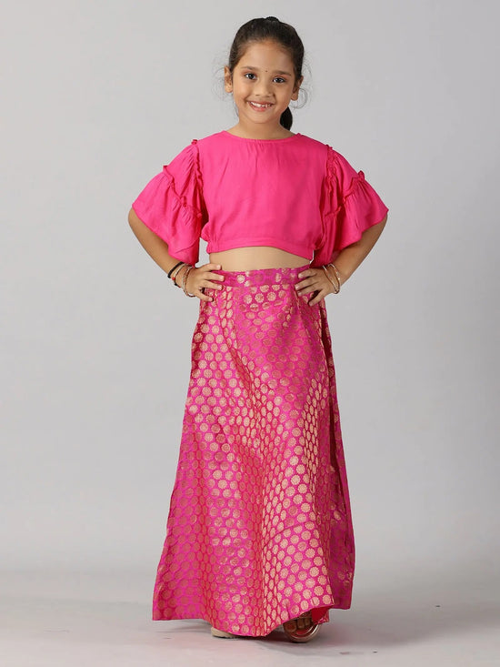 Girls Ethnic Half Sleeve Choli & Lehenga set-AW23GEST075050