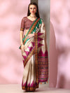 Saree Mall Women's  Blend Beige Printed Designer Saree With Blouse Piece-SOFIA1004