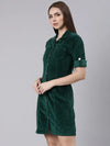 Women Green Solid Shirt Dress-LT-23051-Green