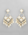 Gold Plated geometrical Shaped Classic Drop Earrings-VOJ378