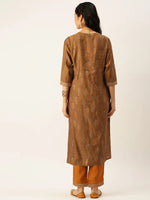 Women's Brown Printed Kurta Sets-GW-3107-Brown