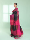 Black Cotton Saree With Zari Border-MA59CT06530048