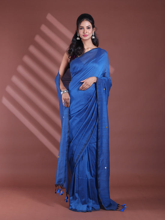 Sapphire Blue Pure Cotton Soft Saree With Sequined Work-MA59CT06510038