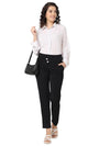 Smarty Pants Women's Cotton Lycra Straight Fit Black Color Formal Trouser