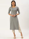 Women's Grey Solid Straight Kurta-SKC-3127-Grey