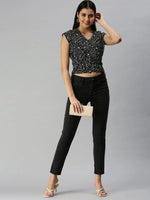 Women's Black Polka Dots Top-AE-10214-Blackwhite