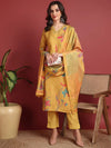 Ahika Polyester Floral Yellow Indian Ethnic-PKSKD2416_XS