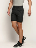 Men Black Striped Shorts-ORBIT-18-Charcoal