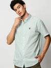 Men Green Striped Casual Casual Shirts-JUBASTRIPE-069-Green