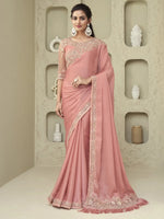 Saree Mall Women's Georgette Pink Embellished Designer Saree With Blouse Piece-SILVER28017